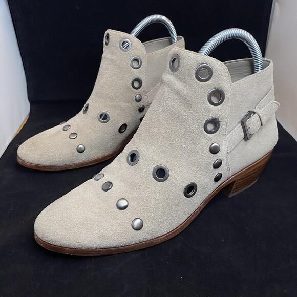 Sam Edelman Pedra Suede Pullon Ankle Boots Putty Taupe Suede Western Booties 8US - Picture 1 of 14